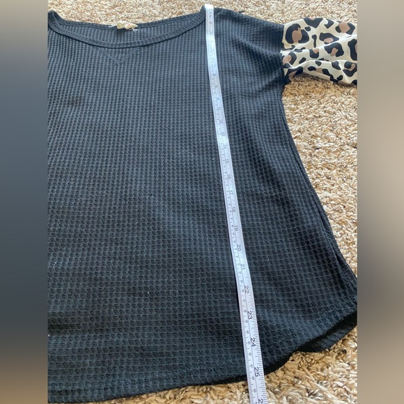 BiBi black leopard sleeve loose fit top S - Picture 9 of 10